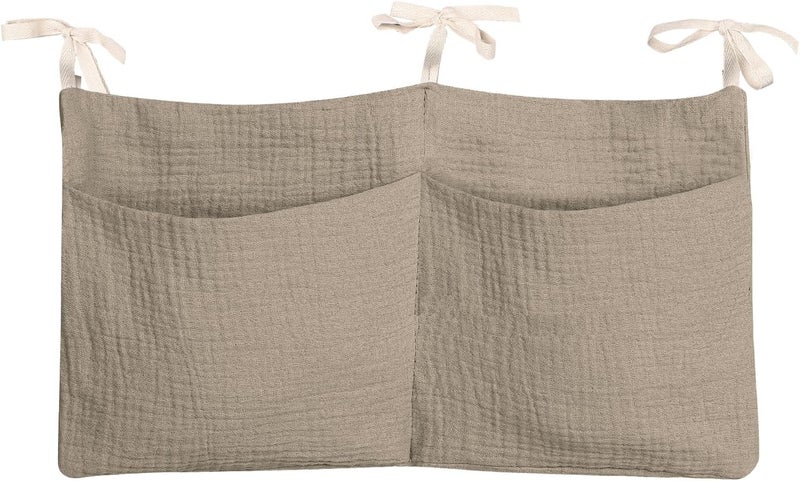 zonBroth Dormitory Bed-Bunk Organizing Bag Nappy-bags Organizer Bedside Hanging Bags Milk Bottle Bib-Storage Bag Crib Organizer Bag Baby Nappy-Bag cotton (khaki) - Image 1